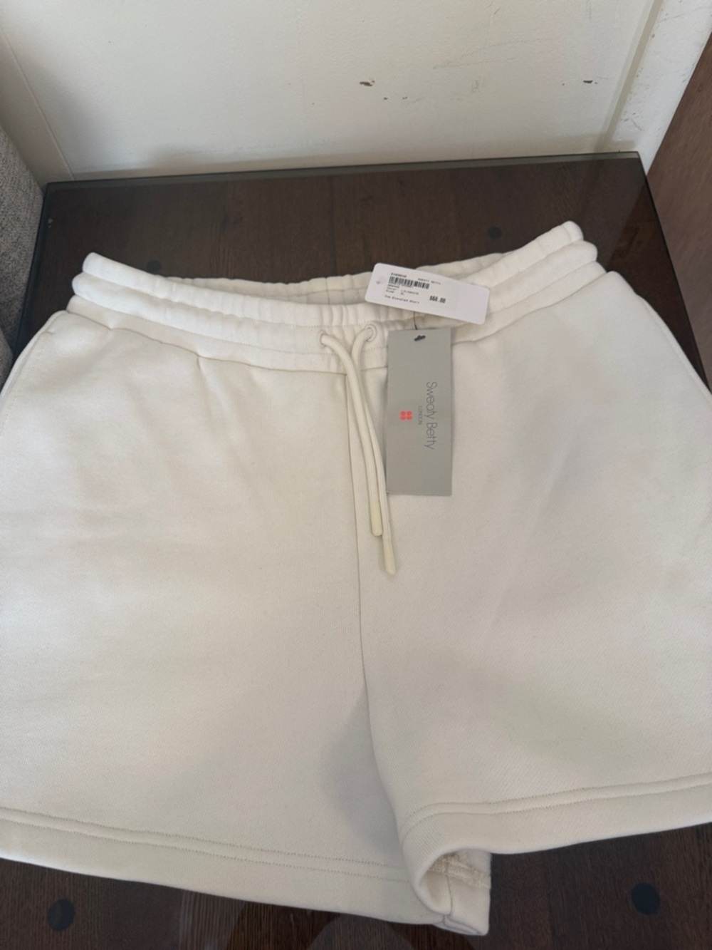 Sweaty Betty NWT elevated short lily White Cozy Drawstring Shorts XL